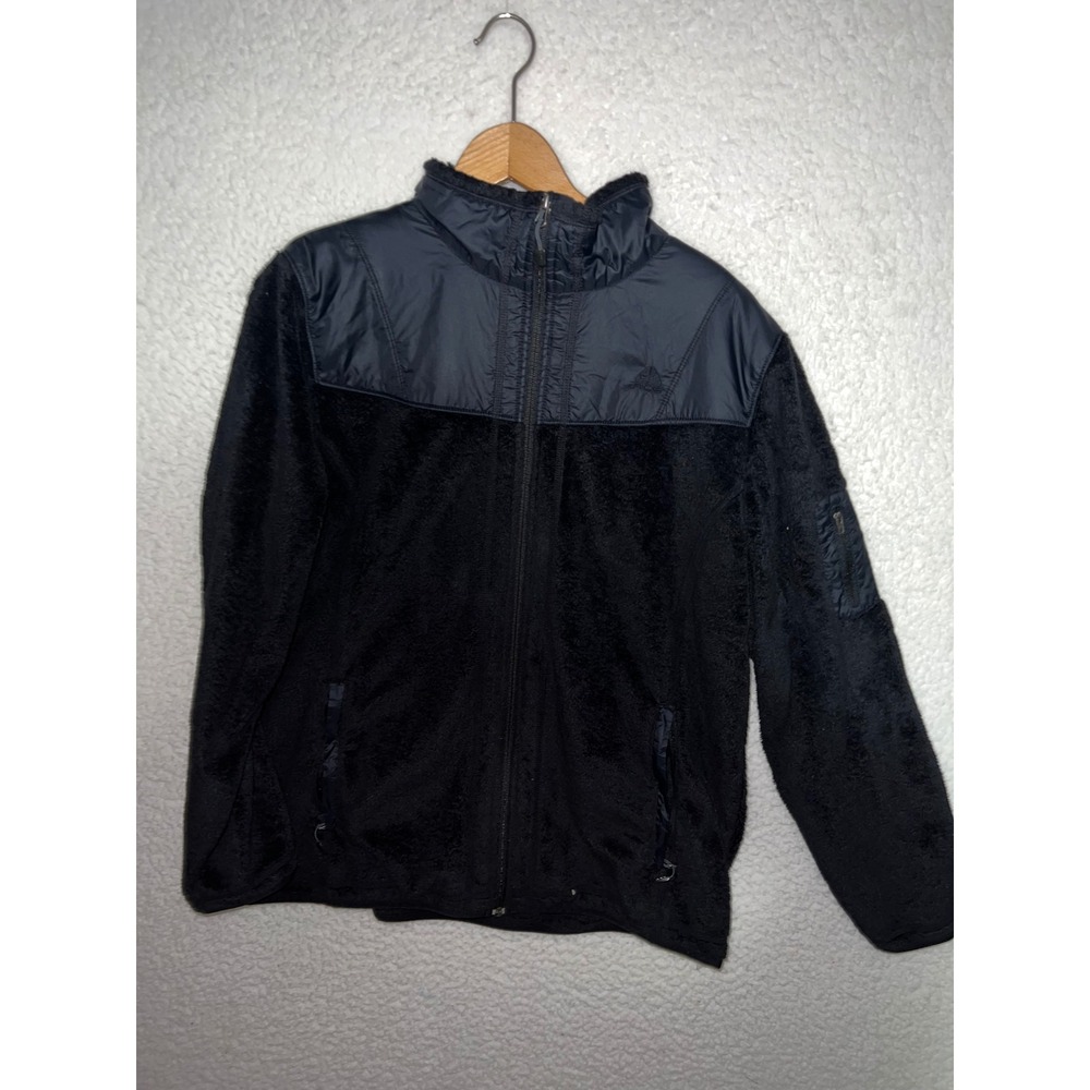 Nike ACG Women Black Sherpa Fleece Full Zip Jacket XL Nylon Overlay Outdoor